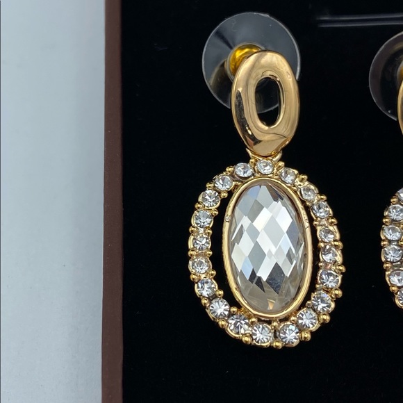 NEW Cat Eye Jewels Cubic Zirconia Dangle Stud Pierced Earrings - Picture 10 of 12